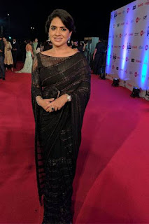 Shaina NC walks the red carpet in a black sari
